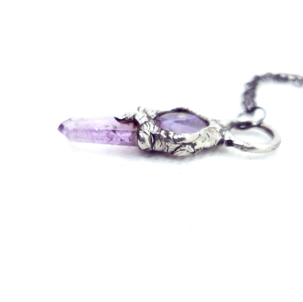 Charoite and amethsyt Crystal Necklace Handmade Jewelry Gothic style - Picture 10 of 13